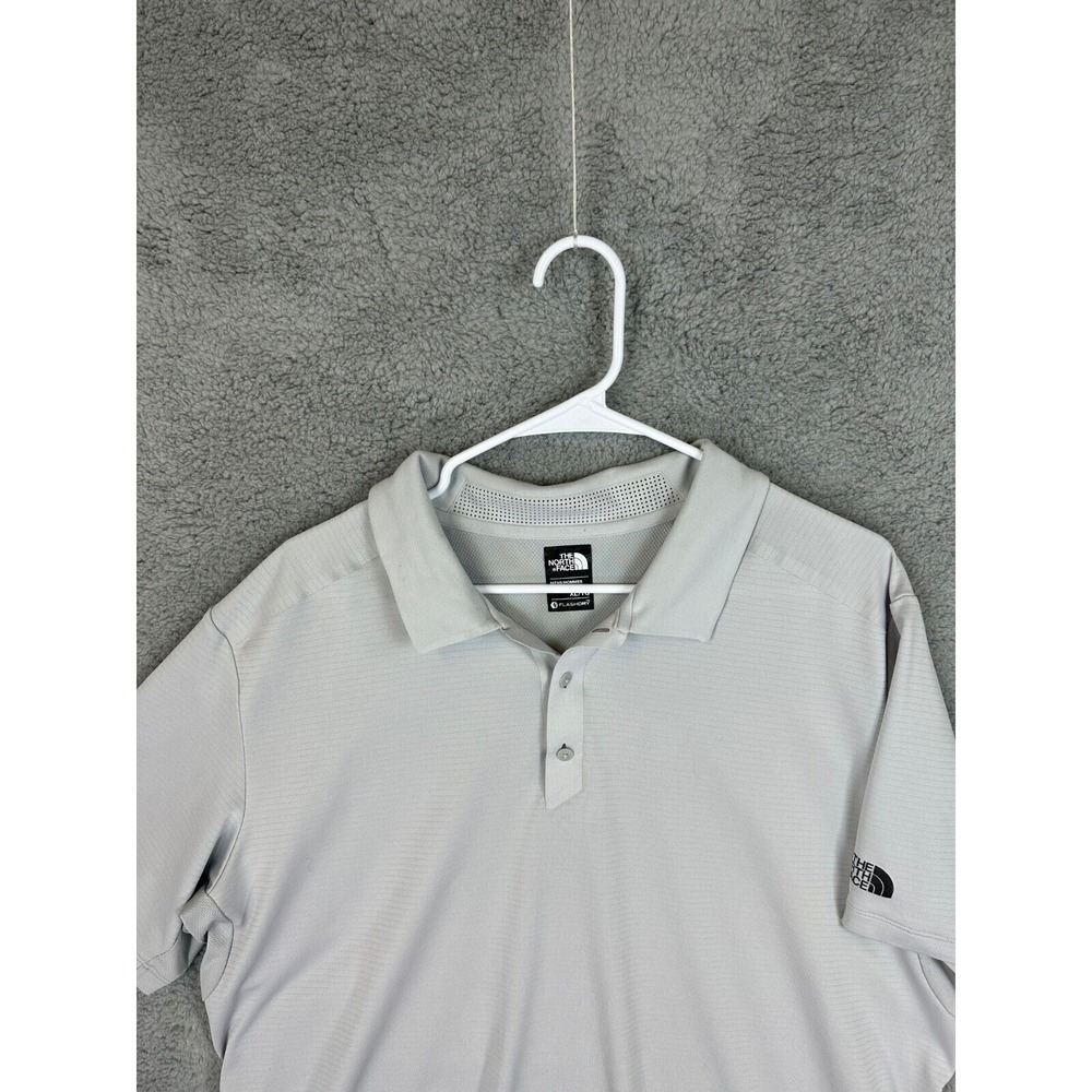 The North Face Polo Shirt Men's Size XL Flash Dry Gray Short Sleeve Golf Striped - Picture 3 of 16